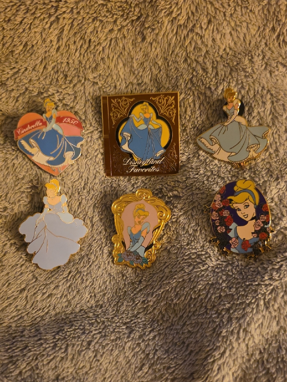 Disney Cinderella Enamel Pin Set - Blue, Gold, Pink Accents